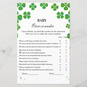 Over or under baby shower game st patrick day