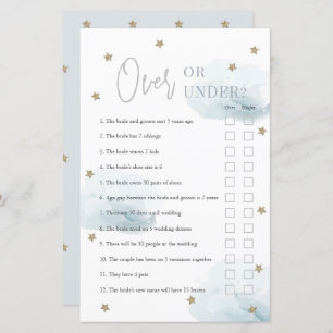 Over or Under Blue Clouds Bridal Shower Game