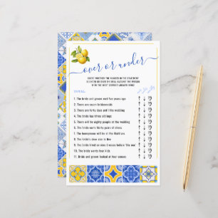 Over or Under Blue Tiles Lemon Bridal Shower Game