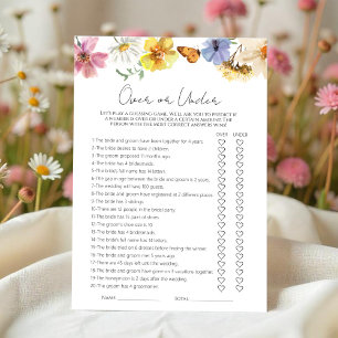Over Or Under   Boho Bridal Shower Game card