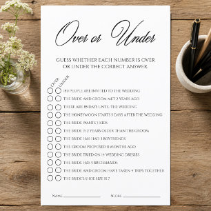 Over or Under Bridal Shower Game