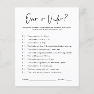 Over or Under Bridal Shower Game
