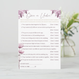 Over or Under Bridal Shower Game Advice Card