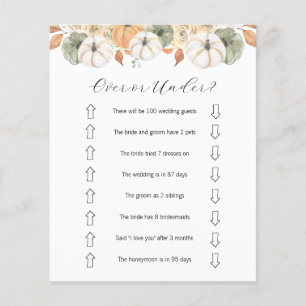 Over or Under Bridal Shower Game Flyer