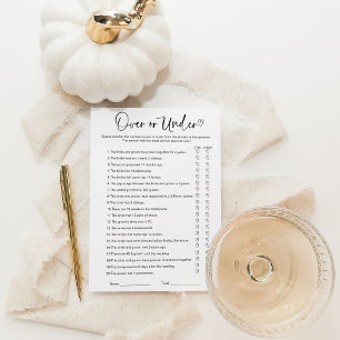 Over Or Under Bridal Shower Game Invitation