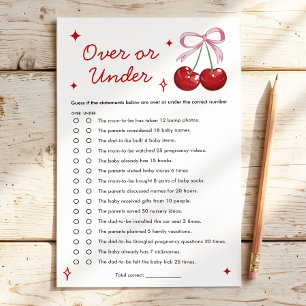 Over or Under Cherry on Top Bow Baby Shower Game