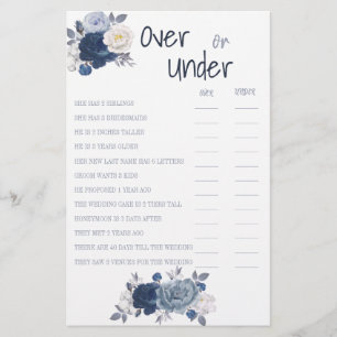 Over or Under Couple Shower Game Card Flyer