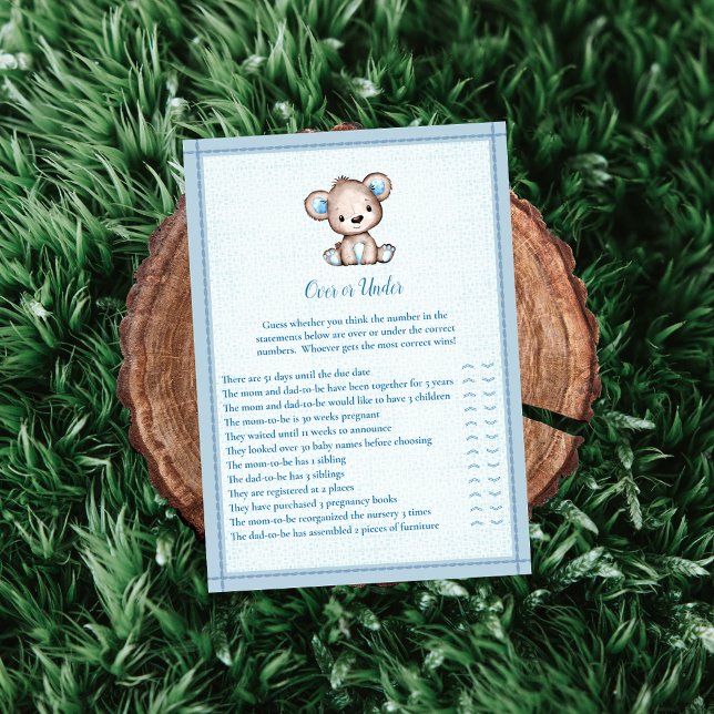 Over or Under Cute Brown Bear Game Card (Creator Uploaded)