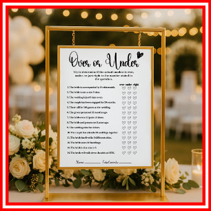 Over or Under Elegant Bridal Shower Game Modern