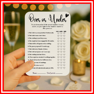 Over or Under Elegant Bridal Shower Game Modern Invitation