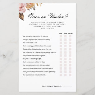 Over or Under Espresso Bridal Shower Game