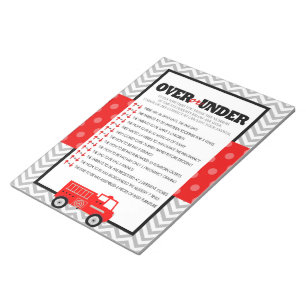 Over or Under Firetruck Baby Shower Game - 40 Pack Notepad