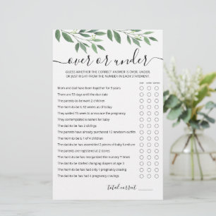 Over or Under Game Baby Shower party game