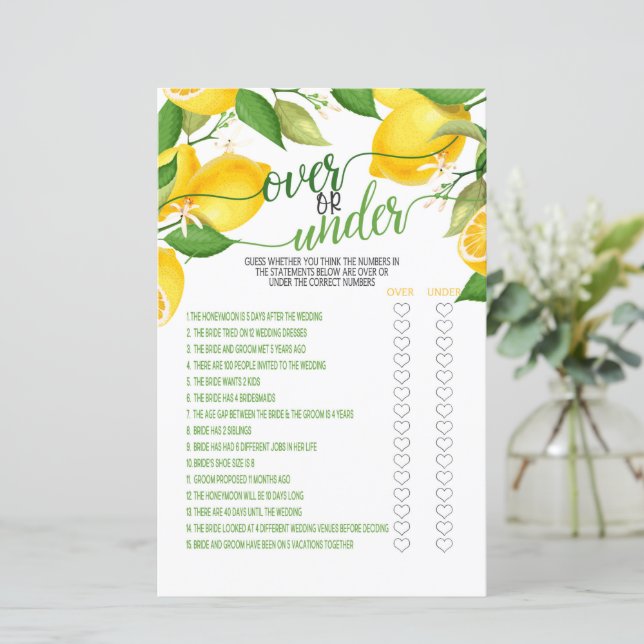 Over or Under Game - Lemon (Standing Front)