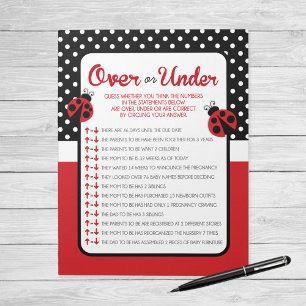 Over or Under Ladybug Baby Shower Game Pack Notepad