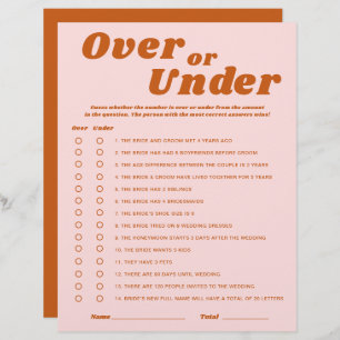 Over or Under Last Disco Bridal Shower Game 