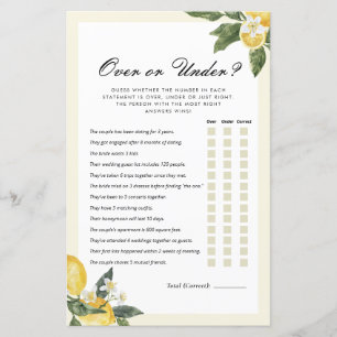 Over or Under Main Squeeze Bridal Shower Game