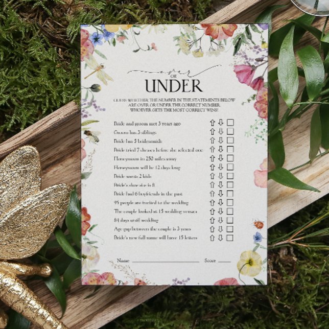 Over Or Under Pressed Floral Bridal Shower Game (Bridal Shower Game!)