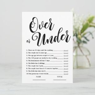 Over or Under Simple Bridal Shower Game Invitation