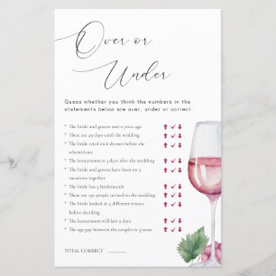Over or Under Vino before Vows Bridal Shower Game