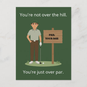 Over Par Birthday Golf Greeting Postcard
