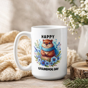 Over Rated? Watercolor Celebrating Groundhog Day Coffee Mug