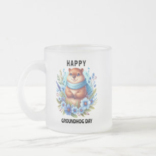Over Rated? Watercolor Celebrating Groundhog Day  Frosted Glass Coffee Mug
