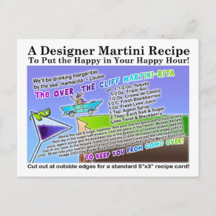Over The Cliff Margarita Martini Recipe Postcard