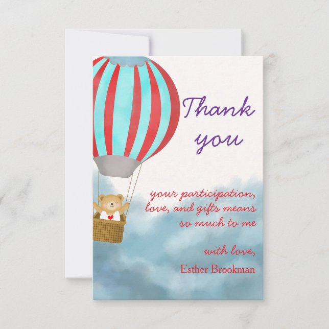 Over the Clouds Baby is on the Way Baby Shower Thank You Card (Front)