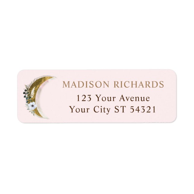 Over The Gold Moon Dreamy Boho Pink Return Address (Front)