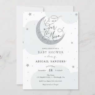 Over the Gold Silver Blue Baby Shower invitation