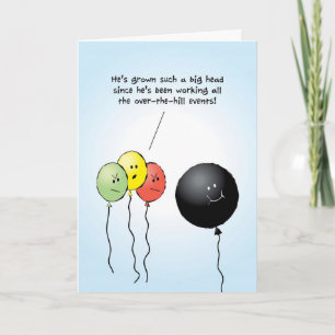 Over the Hill 40th Birthday Balloon Greeting Card