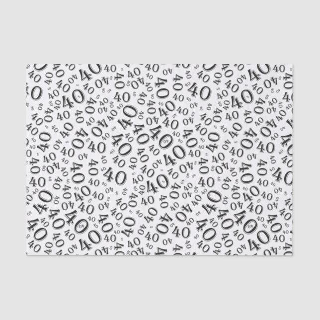 Over The Hill 40th Birthday Black/White Pattern Tissue Paper (Front)