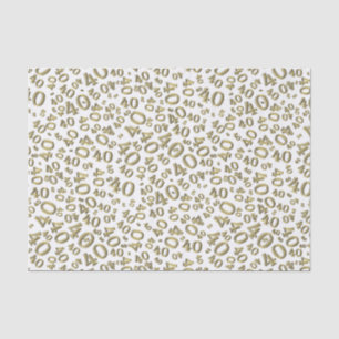 Over The Hill 40th Birthday Gold/White Pattern Tissue Paper
