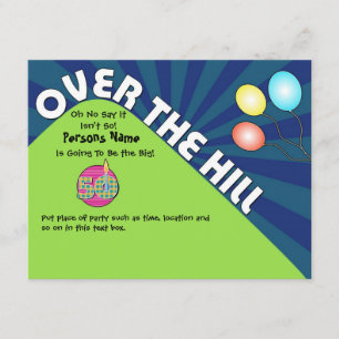 Over the Hill 50th Birthday Invite Customise Text