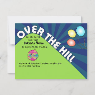 Over the Hill 50th Birthday Invite Customise Text