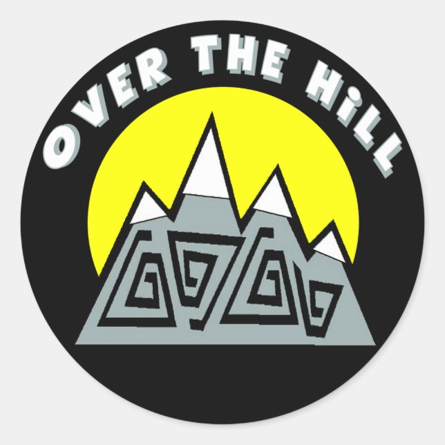 Over The Hill 50th Birthday Sticker (Front)