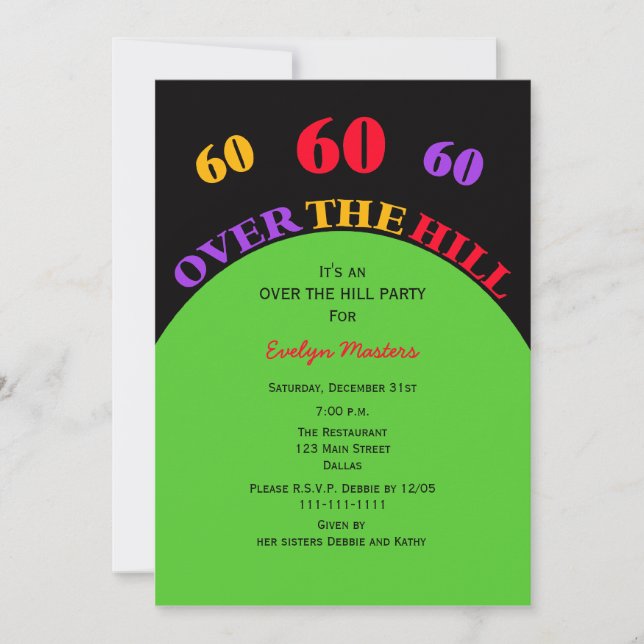 Over the Hill 60th Birthday Party Invitation (Front)