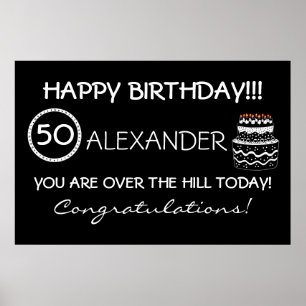 Over The Hill Birthday Banner Poster