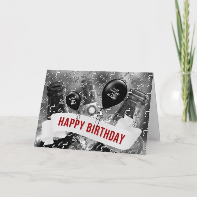 Over the Hill Birthday Bucket of Beer Card (Front)