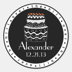 Over The Hill Birthday Cake Classic Round Sticker