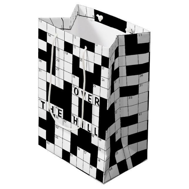 Over The Hill Birthday Crossword Puzzle Medium Gift Bag (Front Angled)