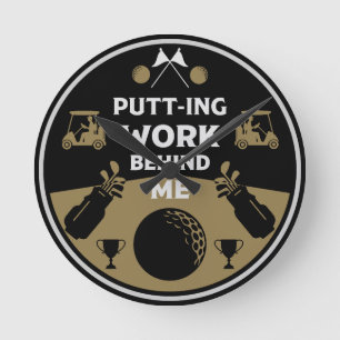 Over The Hill Birthday Golfer Round Clock