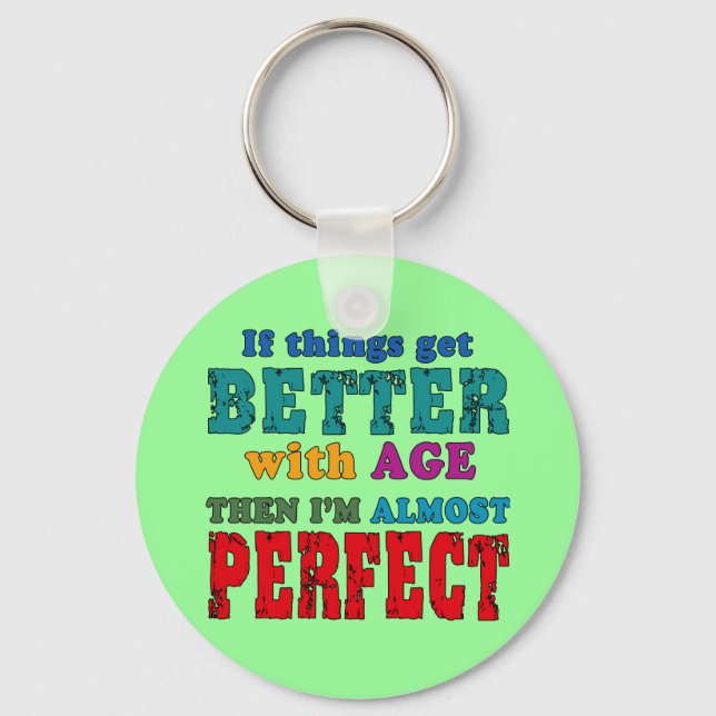 Over the Hill Birthday Humour Key Ring (Front)