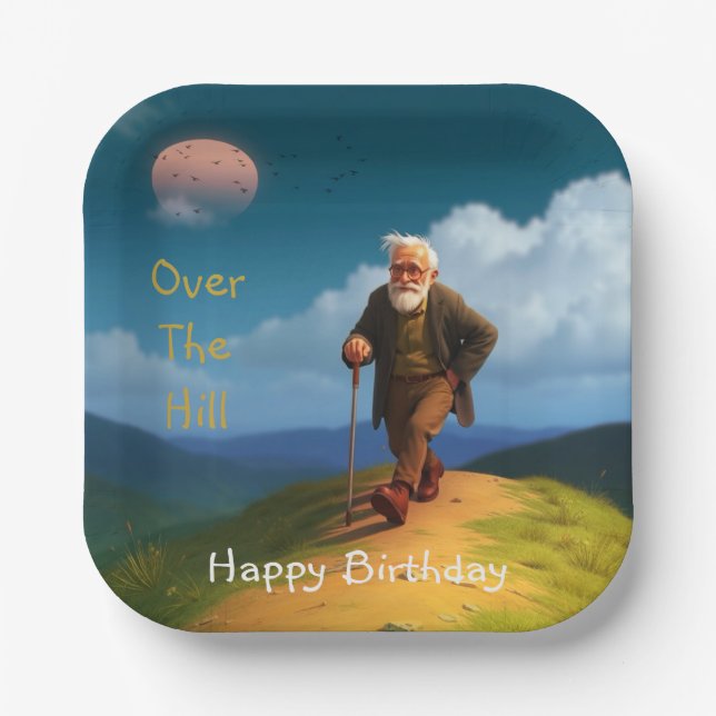 Over The Hill Birthday Paper Plate (Front)