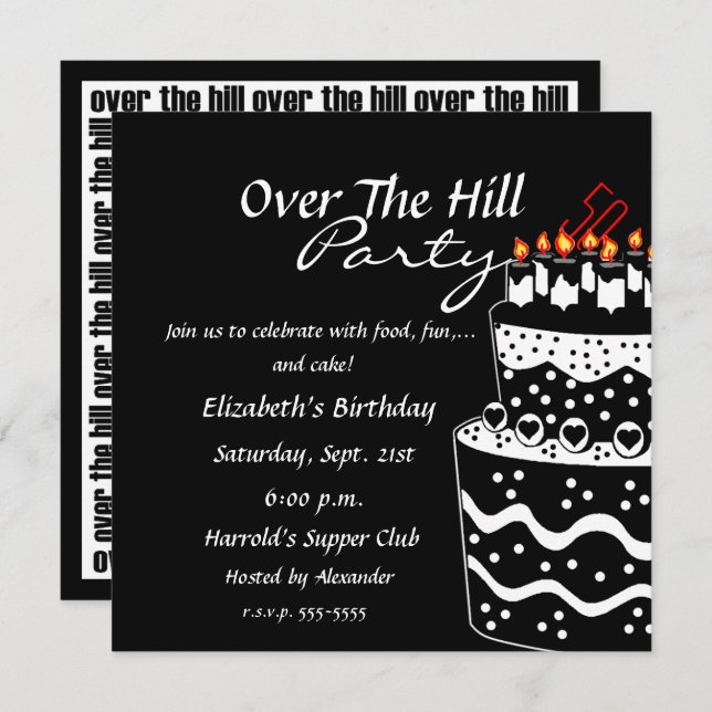 Over The Hill Birthday Party Invitation (Front/Back)