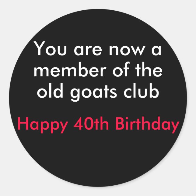Over the hill birthday sticker (Front)
