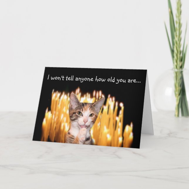 Over the hill cat birthday card (Front)