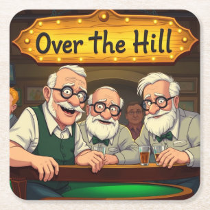 Over The Hill Club Square Paper Coaster