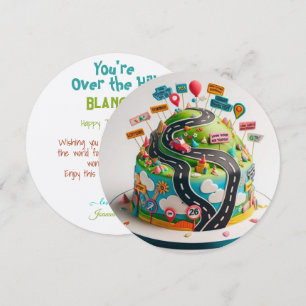 OVER THE HILL FUN BIRTHDAY CAKE CARD